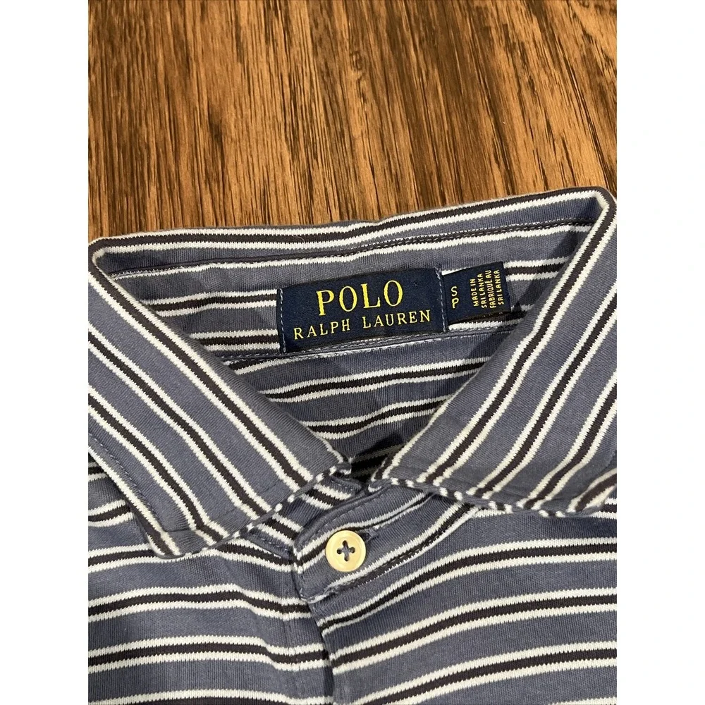 RALPH LAUREN Men's Blue Quarter Button Polo T-Shirt Size SP Great!!